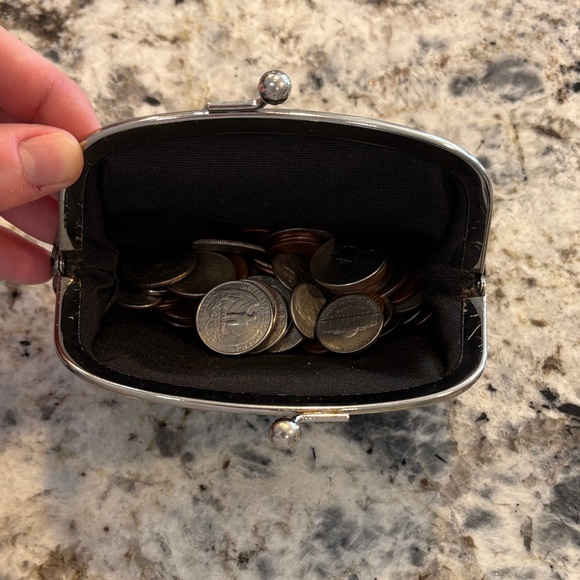 Coach Black and Grey Kisslock Coin Purse